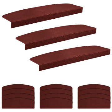 Vidaxl Podloge za stopnice 15 kos 65 x 21 x 4 cm Burgundija Poliester
