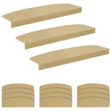 Vidaxl Podloge za stopnice 15 kos 56 x 17 x 3 cm Bež Poliester