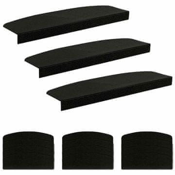 Vidaxl Podloge za stopnice 15 kos 56 x 17 x 3 cm Črna Poliester