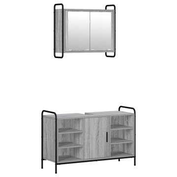 Vidaxl Komplet omaric za kopalnico 2 kos Siva Sonoma 65,5 x 34 x 61 cm