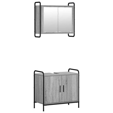 Vidaxl Komplet omaric za kopalnico 2 kos Siva Sonoma 65,5 x 34 x 61 cm