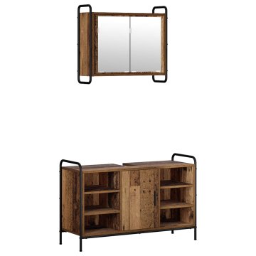 Vidaxl Komplet omaric za kopalnico 2 kos Star les 65,5 x 34 x 61 cm