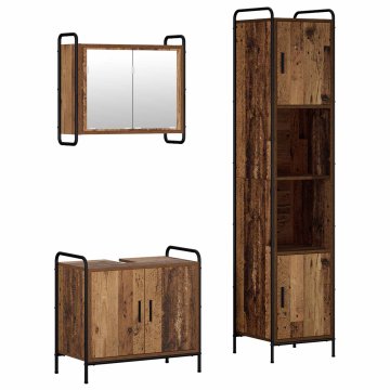 Vidaxl Komplet omaric za kopalnico 3 kos Star les 40 x 36 x 181 cm