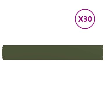 Vidaxl Robovi trave 30 kos 15 x 103 cm Jeklo Olivno zelena