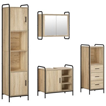 Vidaxl Komplet omaric za kopalnico 4 kos Sonoma hrast 40 x 36 x 181 cm