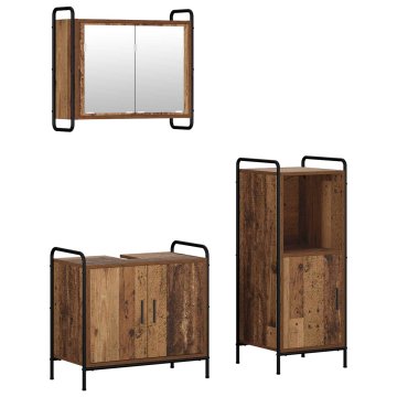 Vidaxl Komplet omaric za kopalnico 3 kos Star les 40 x 36 x 99,5 cm