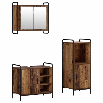 Vidaxl Komplet omaric za kopalnico 3 kos Star les 40 x 36 x 99,5 cm
