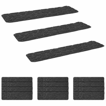 Vidaxl Podloge za stopnice 15 kos 76 x 20 cm Temno siva Poliester