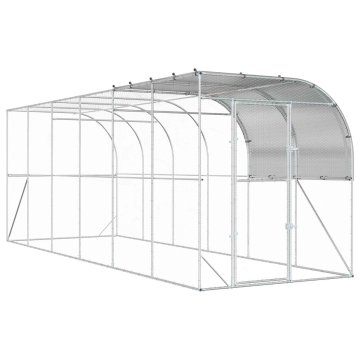 Vidaxl Kokošnjak ob steni Srebrna 600 x 200 x 215 cm Pocinkano jeklo