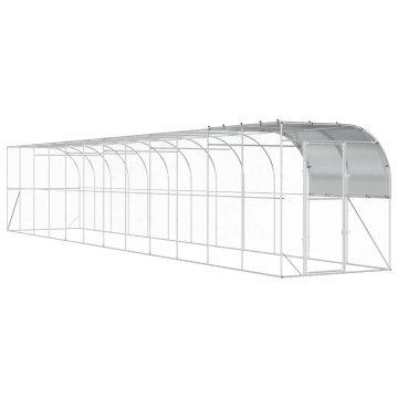 Vidaxl Kokošnjak ob steni Srebrna 1200 x 200 x 215 cm Pocinkano jeklo