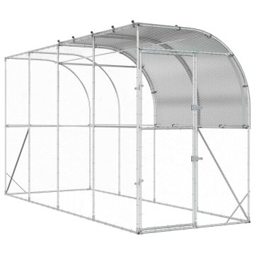 Vidaxl Kokošnjak ob steni Srebrna 400 x 150 x 215 cm Pocinkano jeklo