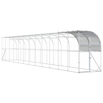 Vidaxl Kokošnjak ob steni Srebrna 1200 x 100 x 215 cm Pocinkano jeklo