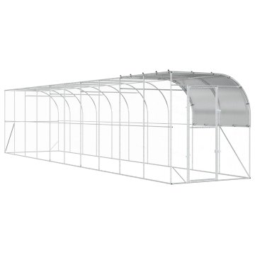 Vidaxl Kokošnjak ob steni Srebrna 1000 x 200 x 215 cm Pocinkano jeklo