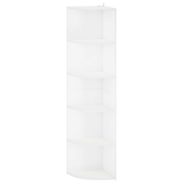 Vidaxl Kotna polica 5 ravni 41,5 x 41,5 x 178 cm Inženirski les Bela