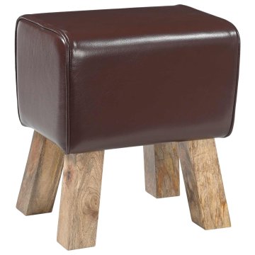 Vidaxl klop 40 x 30 x 45 cm Pravo usnje Temno rjava