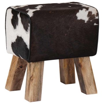 Vidaxl klop 40 x 30 x 45 cm Pravo usnje Črna in bela