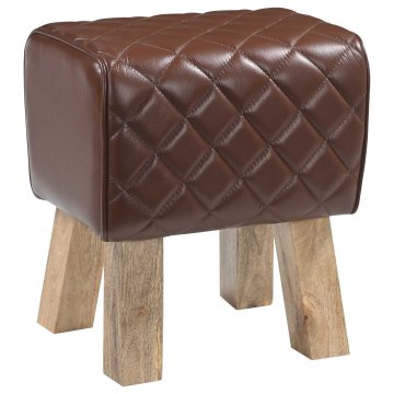 Vidaxl klop 40 x 30 x 45 cm Pravo usnje Rjav diamant