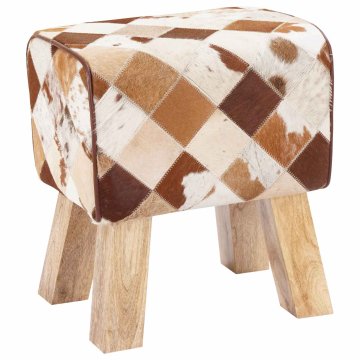 Vidaxl klop 40 x 30 x 45 cm Pravo usnje Rjav patchwork