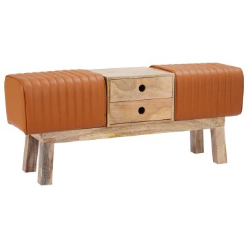 Vidaxl klop 110 x 30 x 45 cm Pravo usnje Rjava