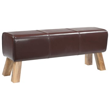 Vidaxl klop 110 x 30 x 45 cm Pravo usnje Temno rjava