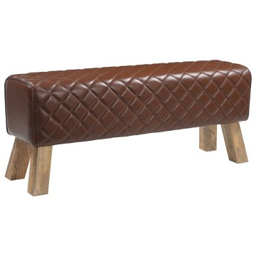 Vidaxl klop 110 x 30 x 45 cm Pravo usnje Rjav diamant