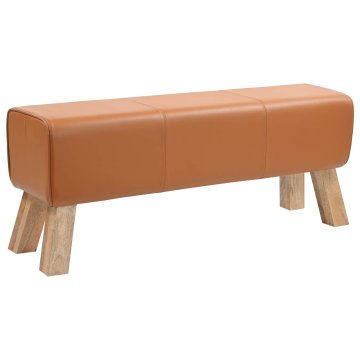 Vidaxl klop 110 x 30 x 45 cm Pravo usnje Rjava
