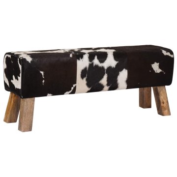 Vidaxl klop 110 x 30 x 45 cm Pravo usnje Črna in bela