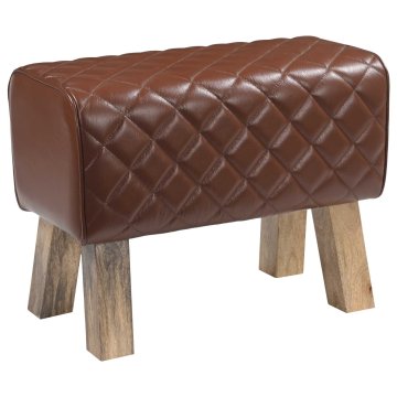 Vidaxl klop 60 x 30 x 45 cm Pravo usnje Rjav diamant