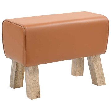 Vidaxl klop 60 x 30 x 45 cm Pravo usnje Rjava