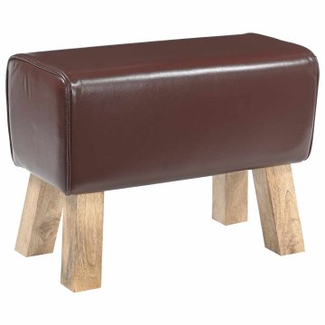 Vidaxl klop 60 x 30 x 45 cm Pravo usnje Temno rjava