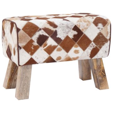 Vidaxl klop 60 x 30 x 45 cm Pravo usnje Rjav patchwork