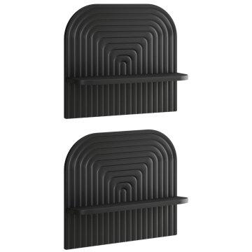 Vidaxl Stenska polica 2 kos Črna 41 x 13.5 x 37.5 cm Inženirski les