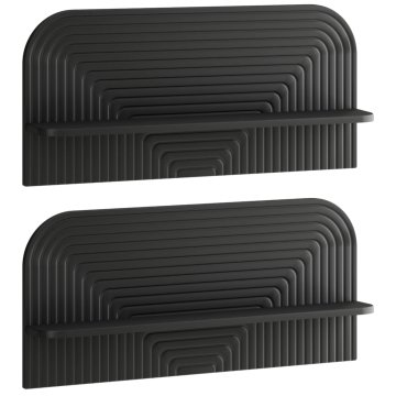 Vidaxl Stenska polica 2 kos Črna 80,5 x 13,5 x 37,5 cm Inženirski les