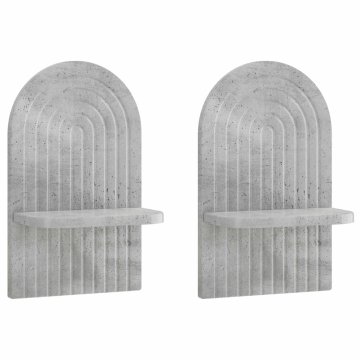 Vidaxl Stenska polica 2 kos Betonsko siva 23 x 13.5 x 37.5 cm
