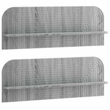 Vidaxl Stenska polica 2 kos Siva Sonoma 102 x 13.5 x 37.5 cm