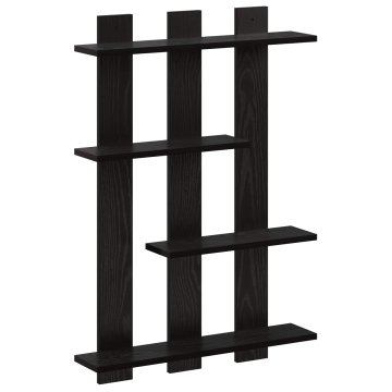 Vidaxl Stenska polica Črni hrast 61 x 13,5 x 88 cm Inženirski les