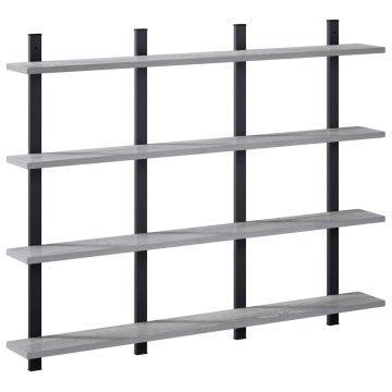 Vidaxl Stenska polica Siva Sonoma 102 x 13.5 x 80 cm Inženirski les