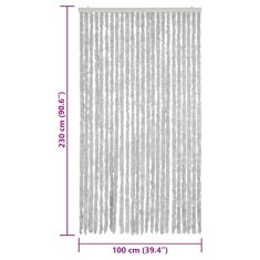 Vidaxl Zavesa proti mrčesu siva 100x230 cm šenilja