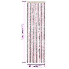 Vidaxl Zavesa proti mrčesu srebrno siva in roza 56x200 cm šenilja