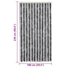 Vidaxl Zavesa proti mrčesu siva in črna 100x230 cm šenilja
