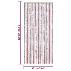 Vidaxl Zavesa proti mrčesu srebrno siva in roza 90x220 cm šenilja