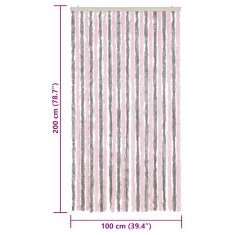 Vidaxl Zavesa proti mrčesu srebrno siva in roza 100x200 cm šenilja