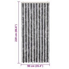 Vidaxl Zavesa proti mrčesu siva in črna 90x220 cm šenilja