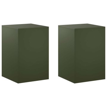 Vidaxl Stojalo za rastline 2 pcs Olivno zelena 40 x 40 x 60 cm Jeklo