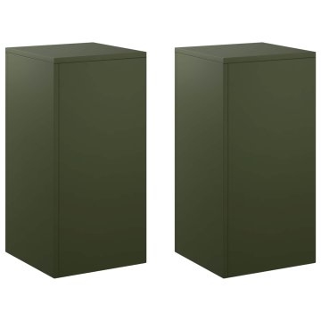 Vidaxl Stojalo za rastline 2 pcs Olivno zelena 30 x 30 x 60 cm Jeklo