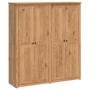Vidaxl Garderobna omara PANAMA Med 169 x 50 x 185 cm Trdna borovina
