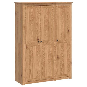 Vidaxl Garderobna omara PANAMA Med 131,5 x 50 x 185 cm Trdna borovina