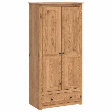 Vidaxl Garderobna omara PANAMA Med 88,5 x 50 x 185 cm Trdna borovina