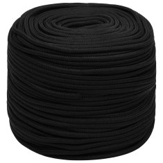 Vidaxl Večnamenska vrv 8 mm 50 m Črna Poliester