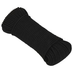 Vidaxl Večnamenska vrv 4 mm 25 m Črna Poliester